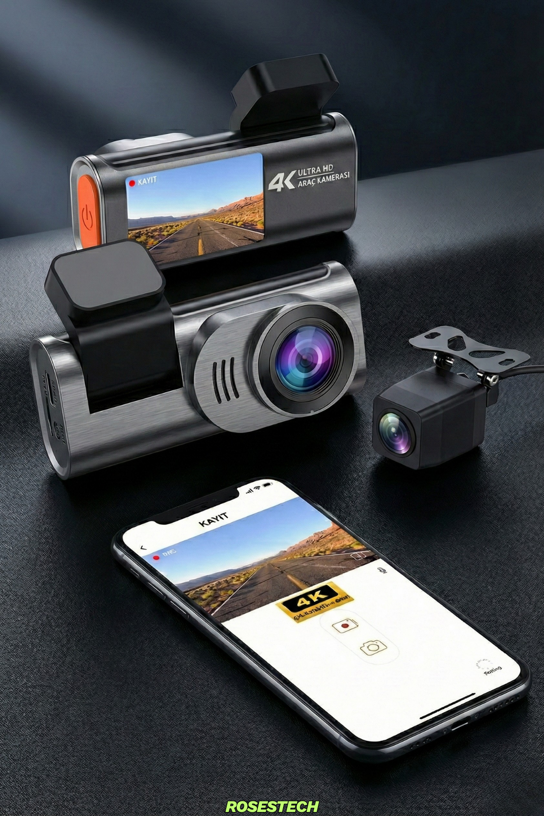 RoadMaster D28 4K Ön - Arka 1080p Çift Lensli Araç Kamerası