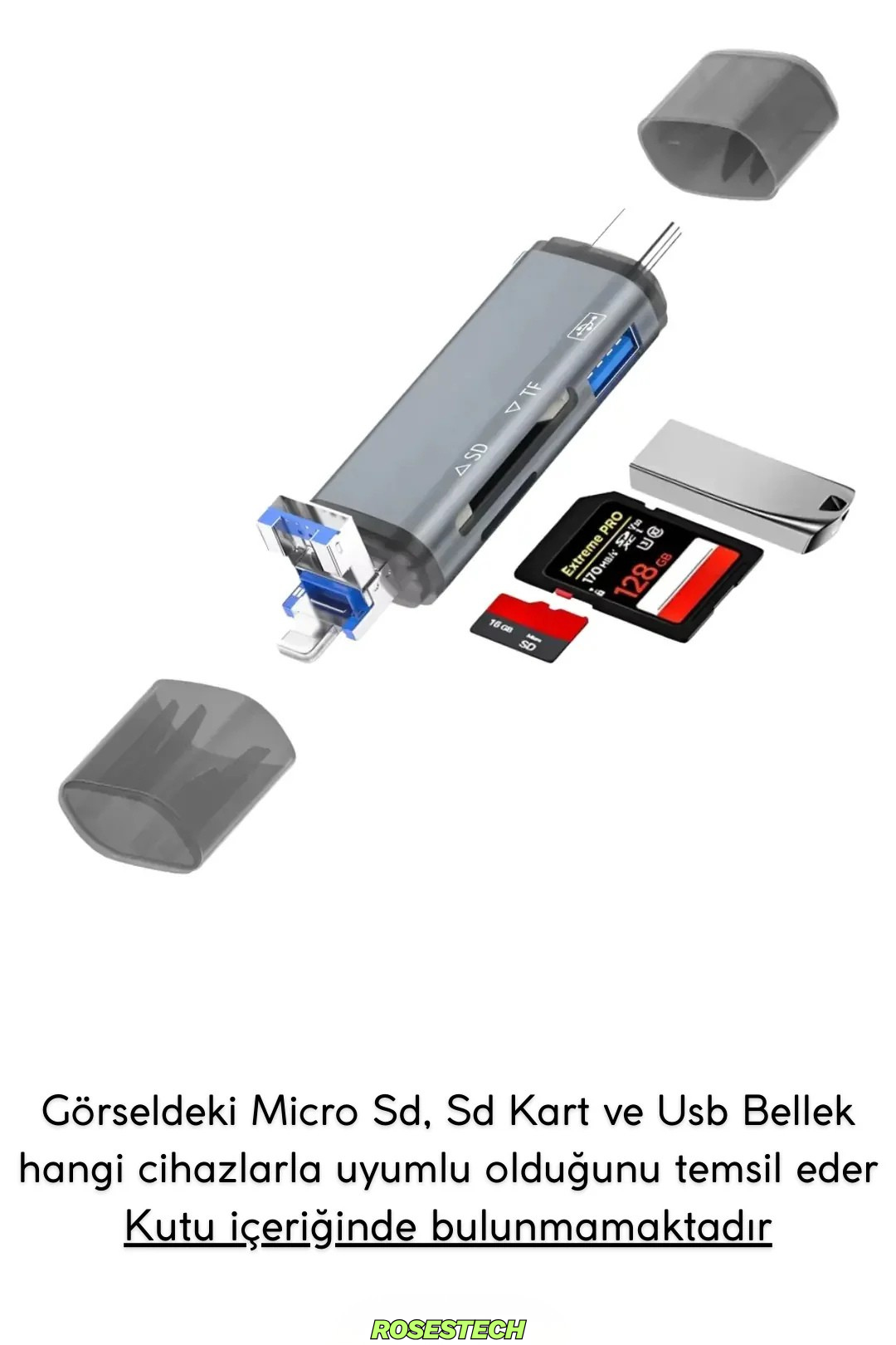 Akıllı Telefon ve Bilgisayar Uyumlu Micro SD - TF - SD Kart - USB Okuyucu