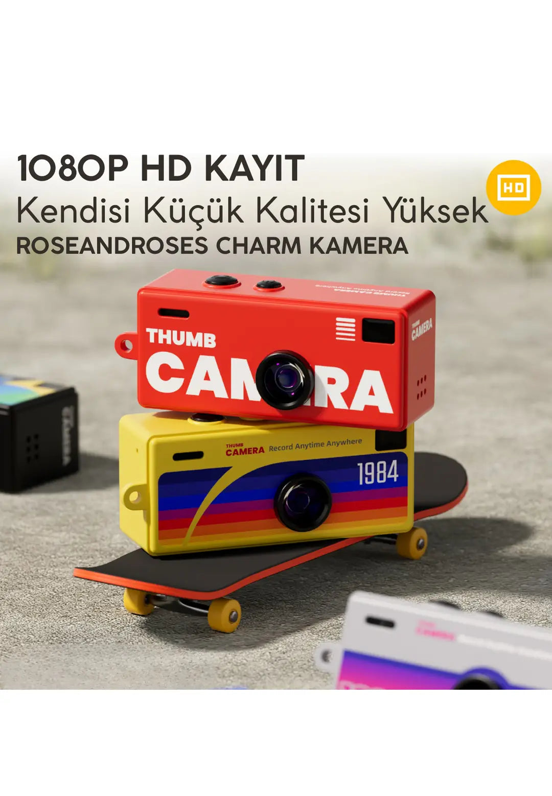 Mini Dijital Charm Kamera Retro Filtreli Video Foto Kamera 1080P+12MP