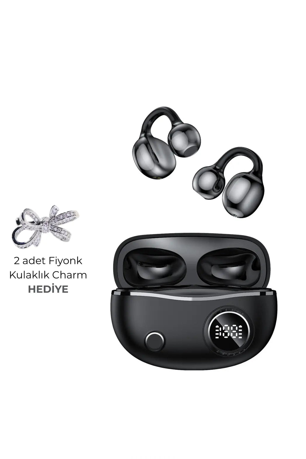 Fiyonk Charm Hediyeli Klips Tasarımlı Kablosuz Kulaklık