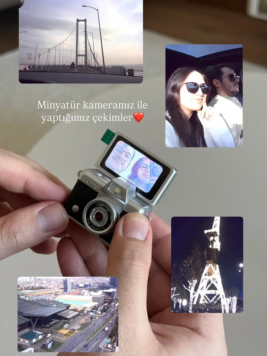 Mini Kamera Dönen Ekran Flaşlı Selfie Video Vlog Kamerası Anahtarlık 1080P+48MP