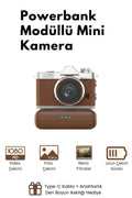 Mini Dijital Kamera Powerbankli Flaşlı Retro Filtre Deri Boyun Askısı 1080P