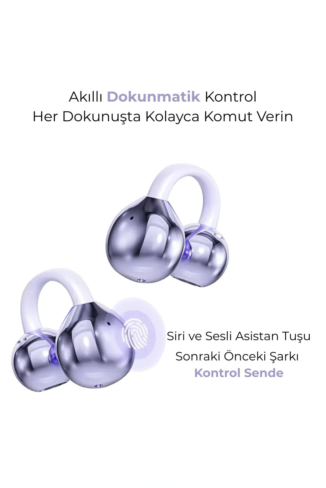 Fiyonk Charm Hediyeli Modern Klips Tasarımlı Kablosuz Kulaklık