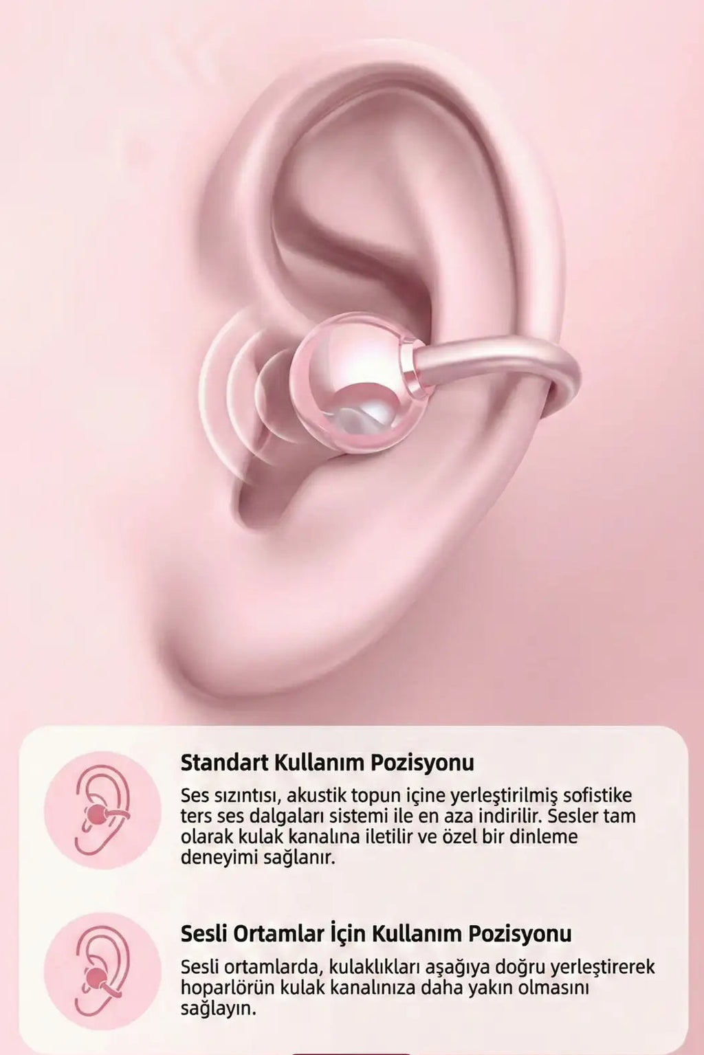 Fiyonk Charm Hediyeli Modern Klips Tasarımlı Kablosuz Kulaklık