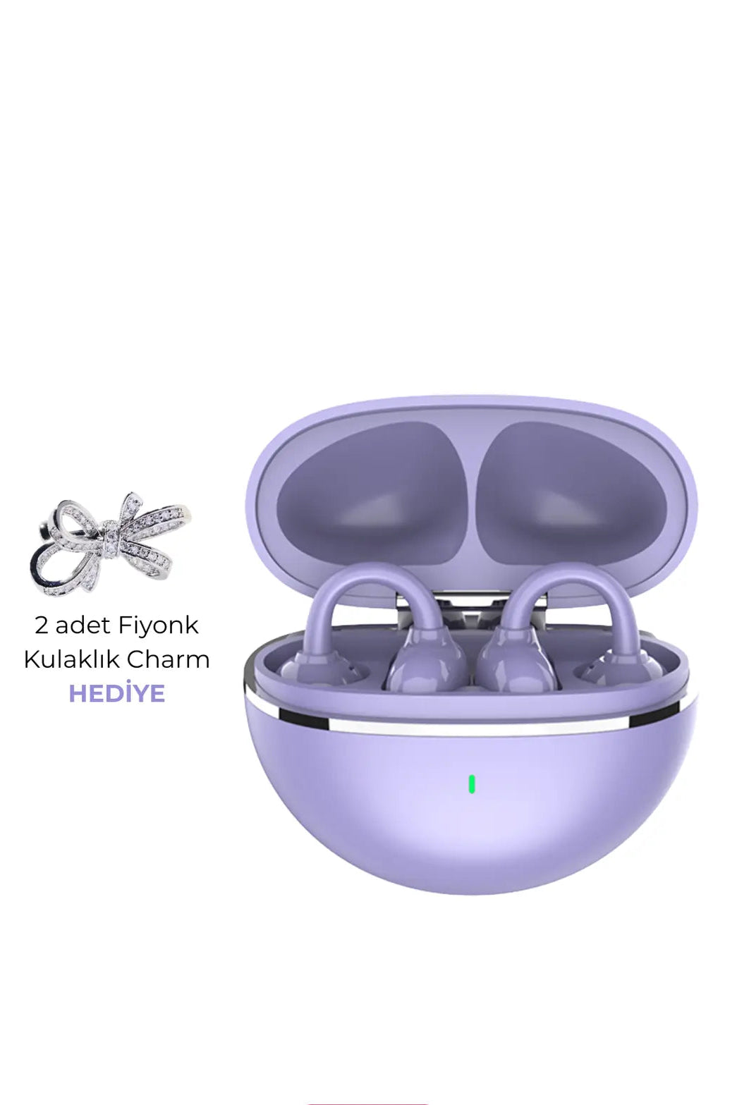 Fiyonk Charm Hediyeli Modern Klips Tasarımlı Kablosuz Kulaklık