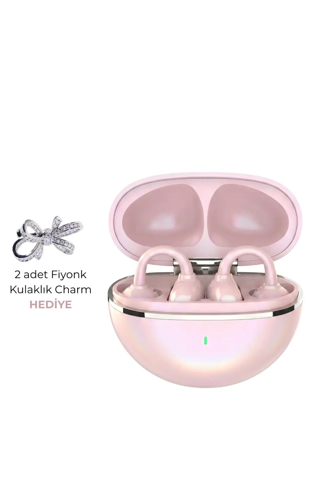 Fiyonk Charm Hediyeli Modern Klips Tasarımlı Kablosuz Kulaklık